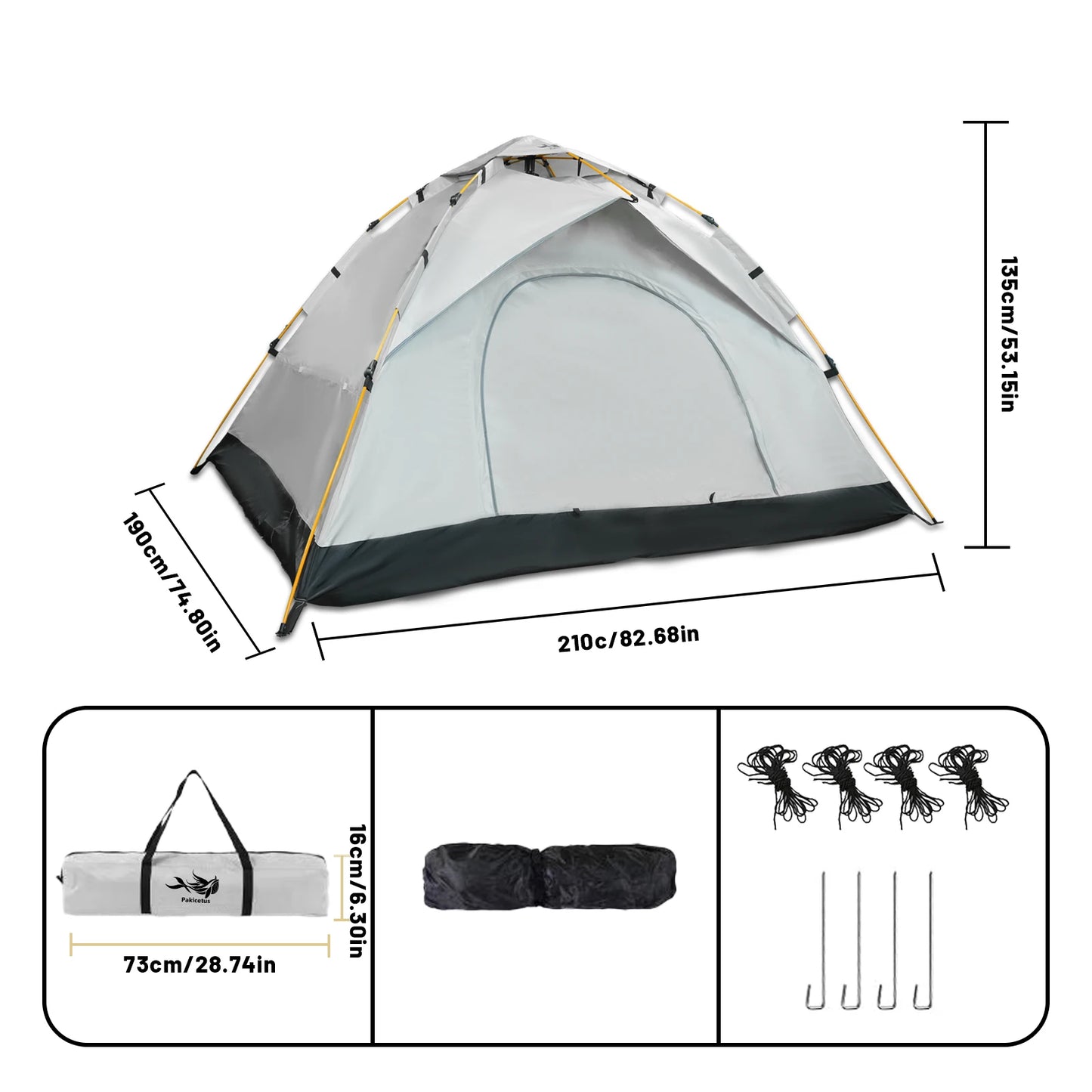Pakicetus Windproof Camping Tent Quick Setup for Family Travel