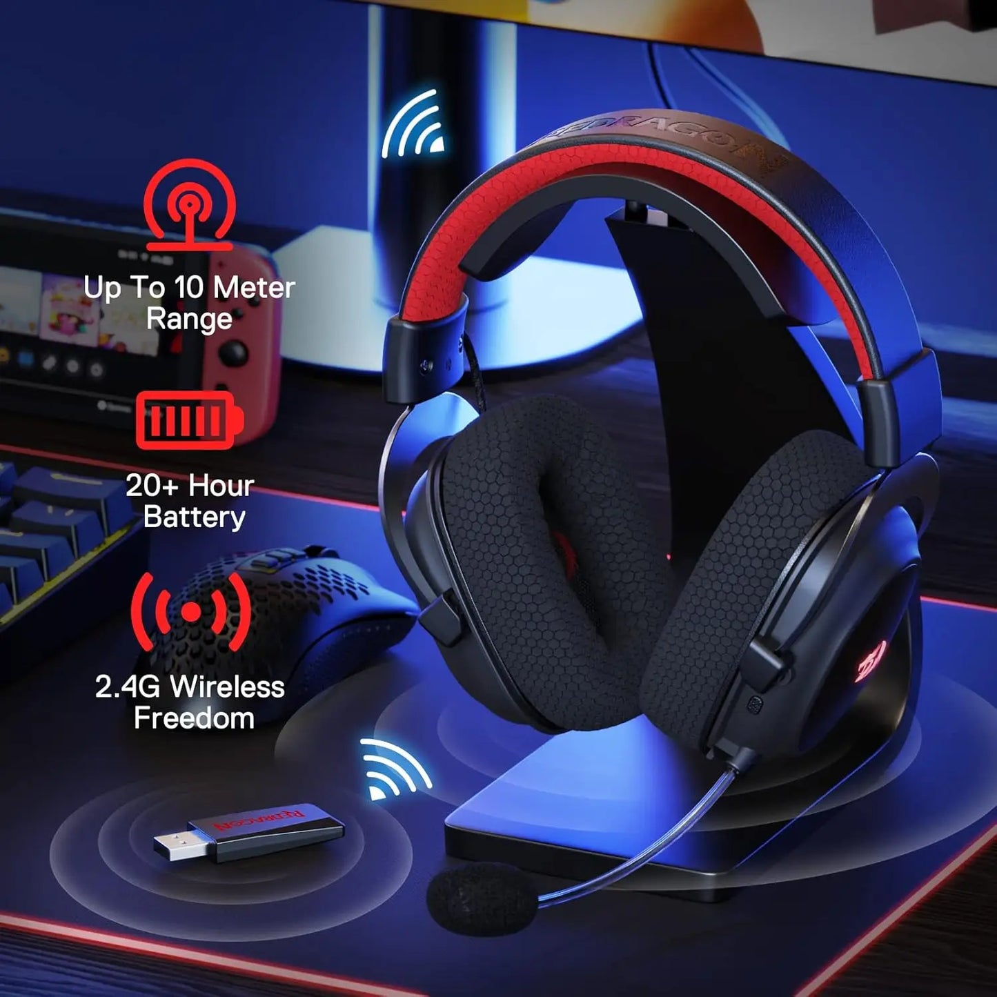 Redragon H510 Pro Zeus-X Wireless Gaming Headset 7.1 Surround