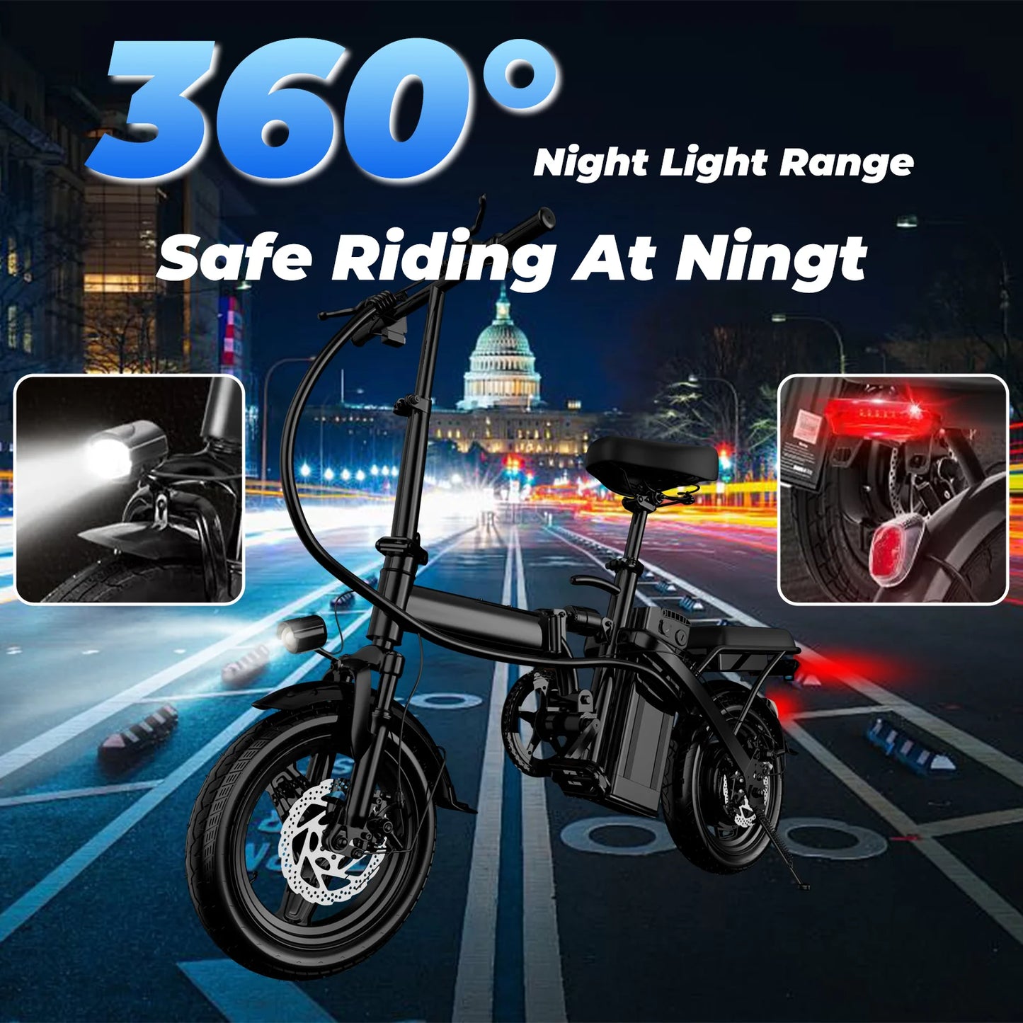 LELEKUAI 500W Folding Electric Bike With Removable Battery 20 MPH