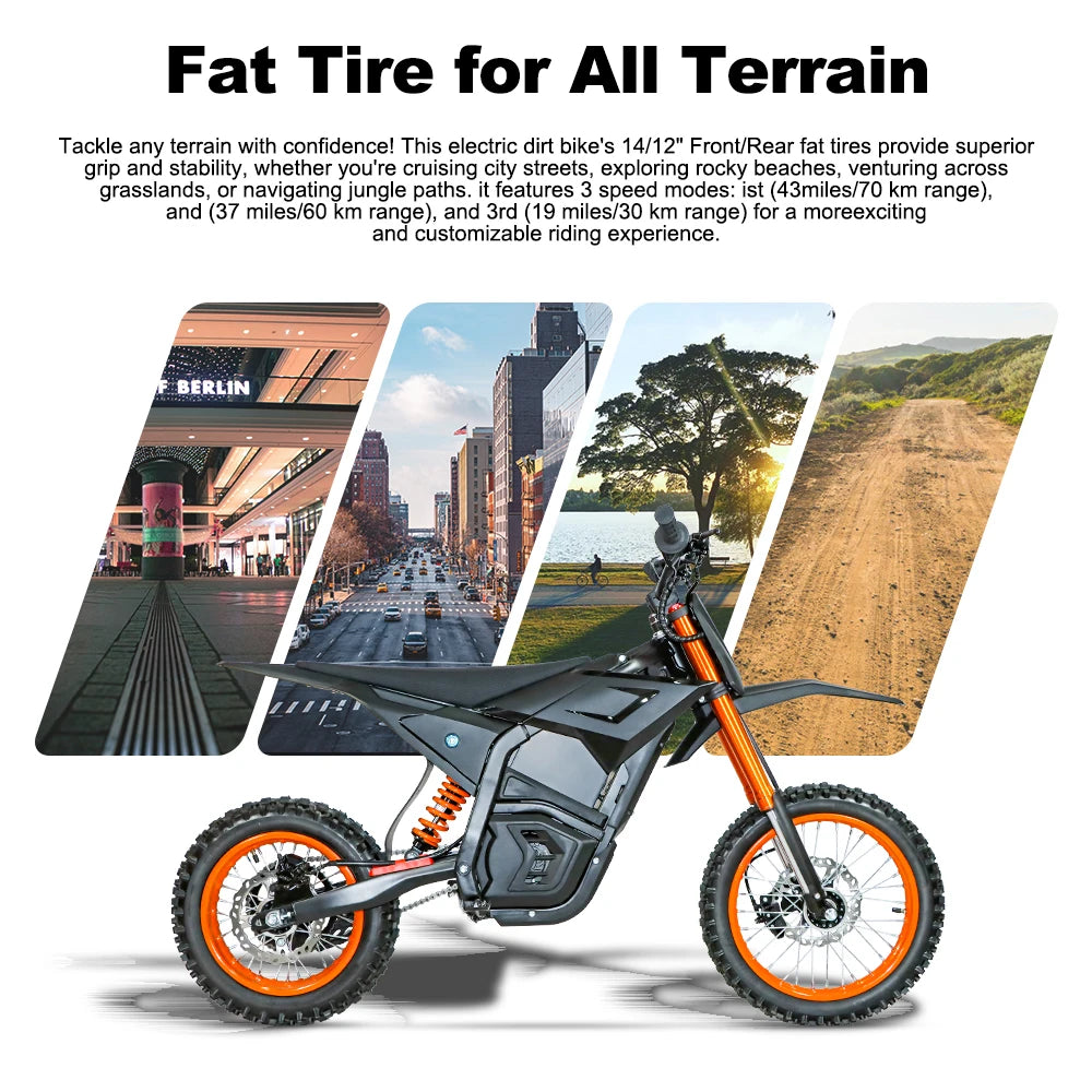 Electric Motocross Bike 3000W Off Road Urban Commuting