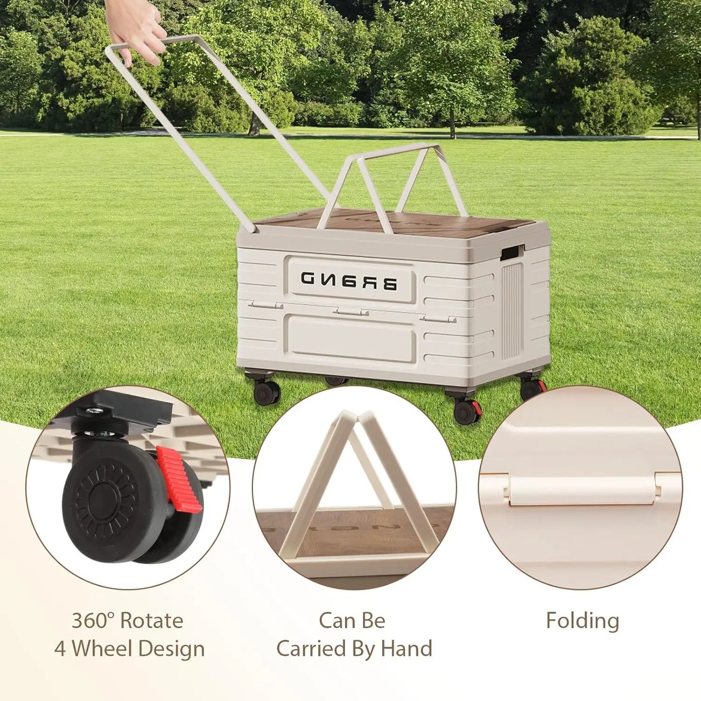Rotating Foldable Storage Cart HeavyDuty Mobile Organizer With Silent Wheels