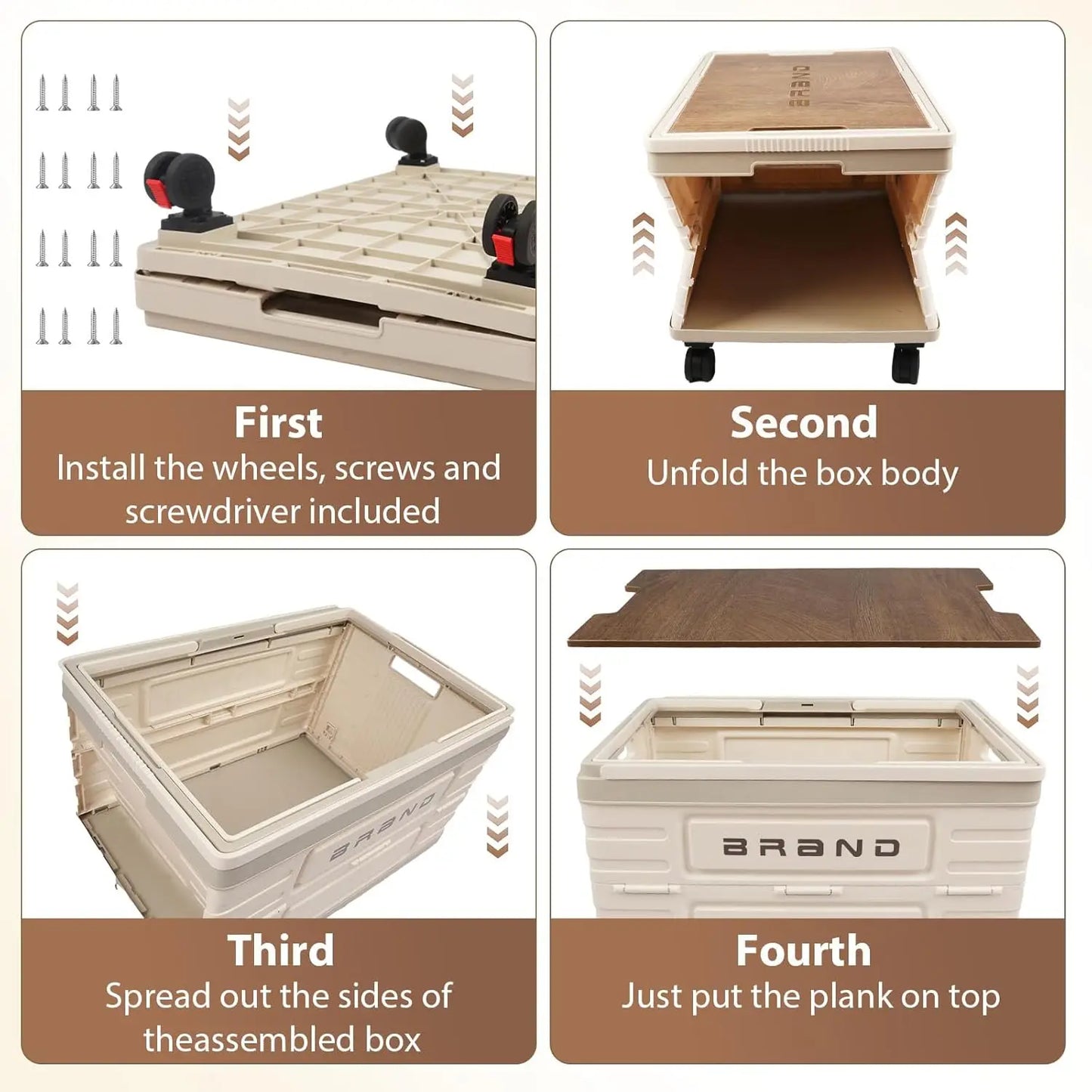 Rotating Foldable Storage Cart HeavyDuty Mobile Organizer With Silent Wheels