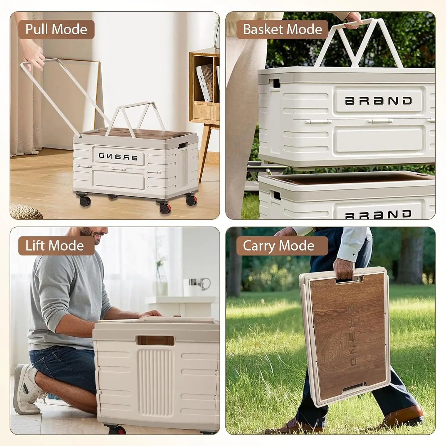 Rotating Foldable Storage Cart HeavyDuty Mobile Organizer With Silent Wheels