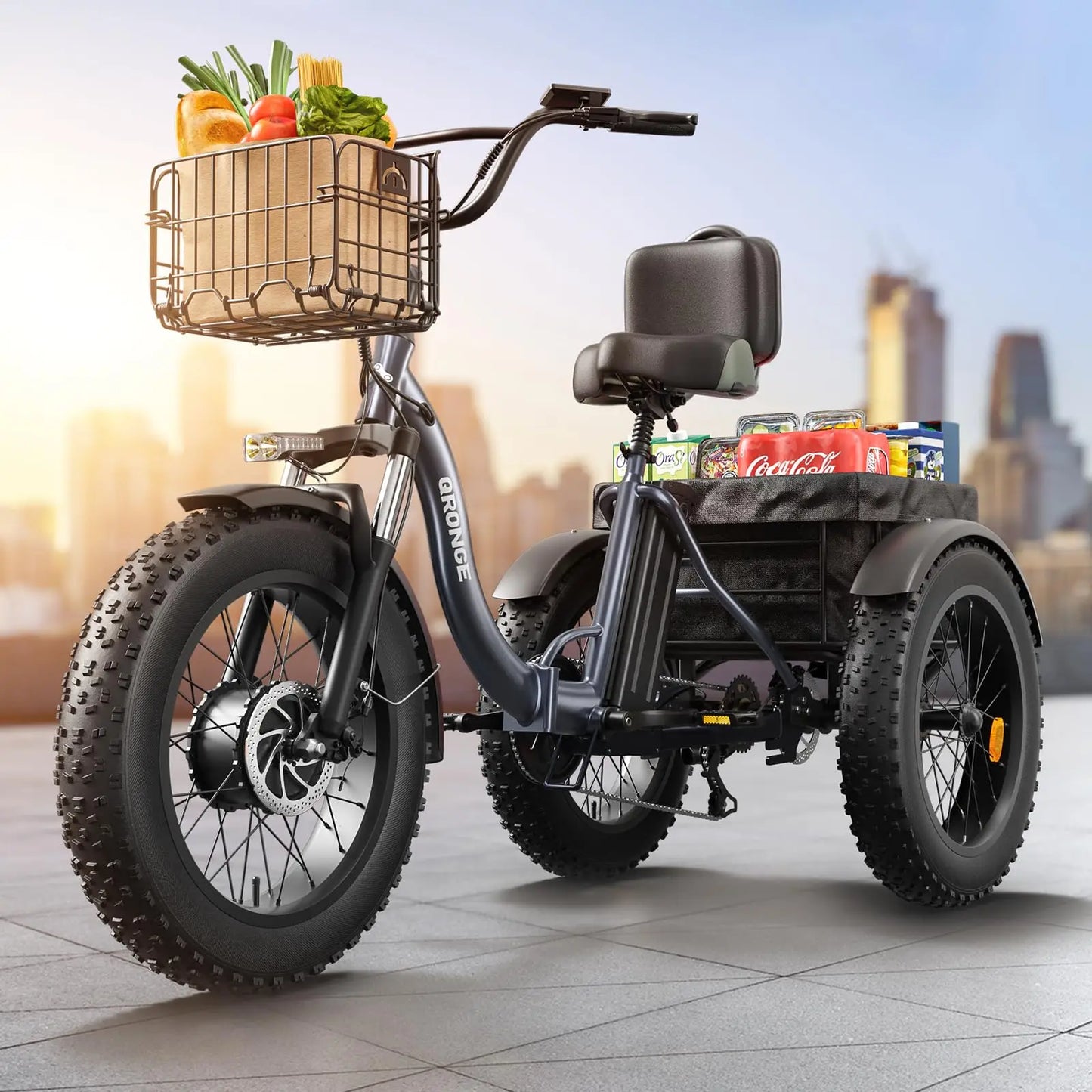 QRONGE Electric Folding Trike 960W Peak 36V Battery