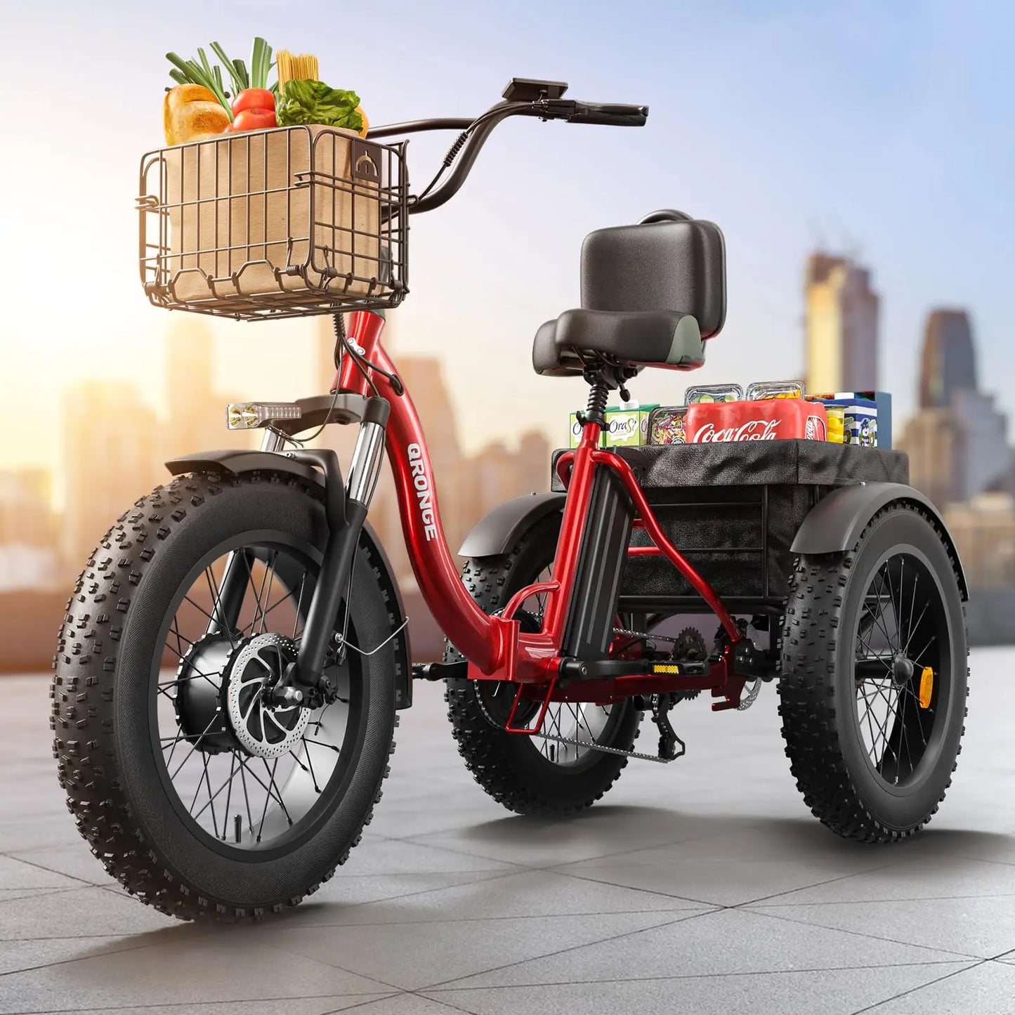 QRONGE Electric Folding Trike 960W Peak 36V Battery