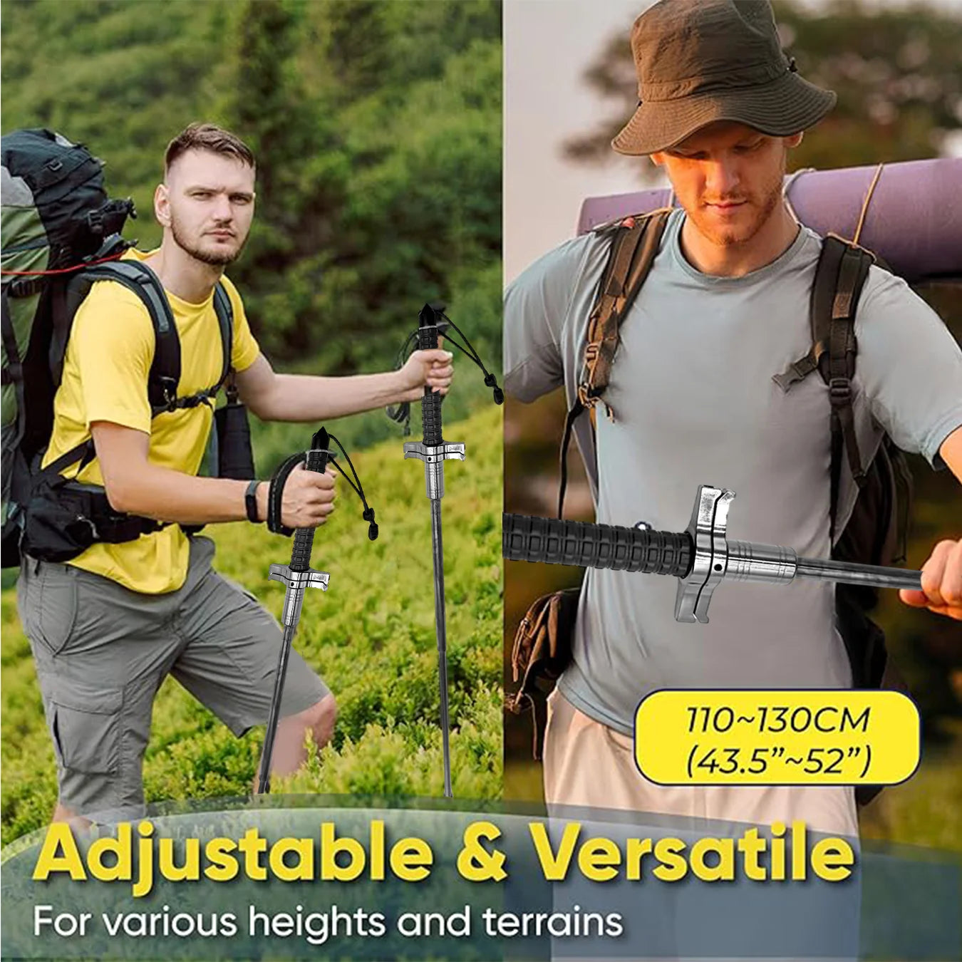 NONECN Telescopic Stainless Steel Walking Stick With Anti Slip