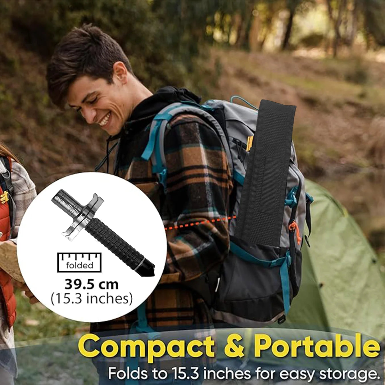 NONECN Telescopic Stainless Steel Walking Stick With Anti Slip