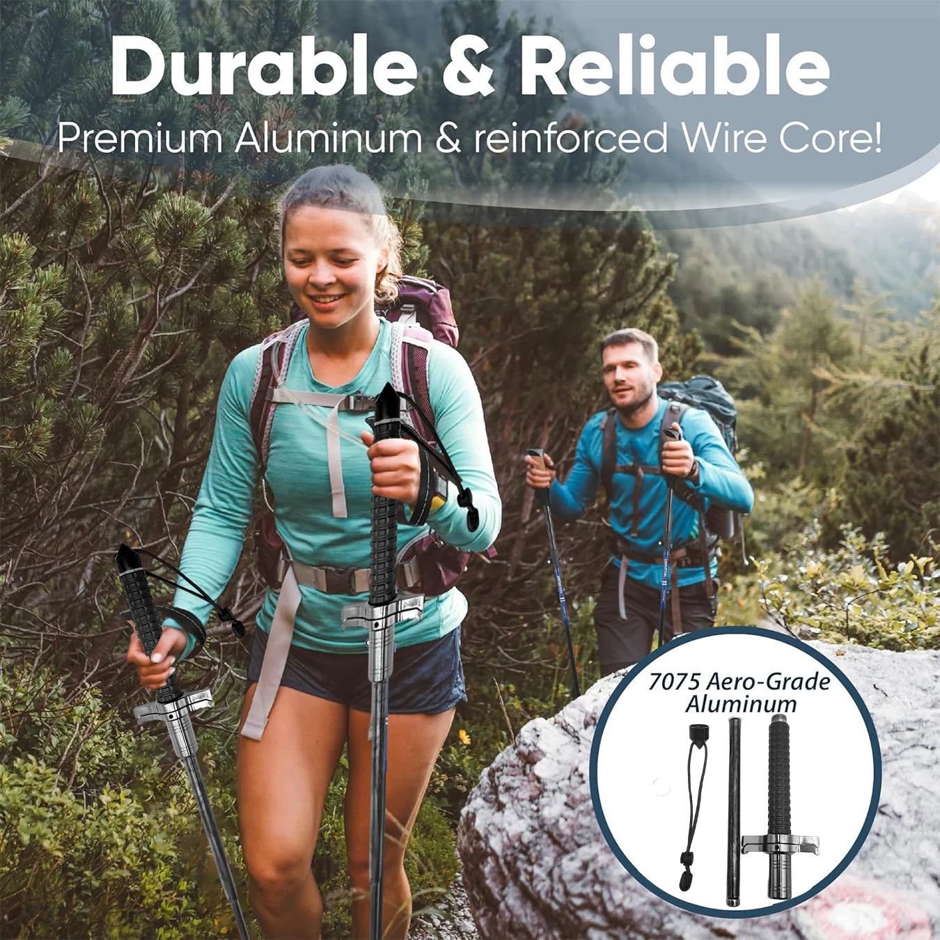 NONECN Telescopic Stainless Steel Walking Stick With Anti Slip