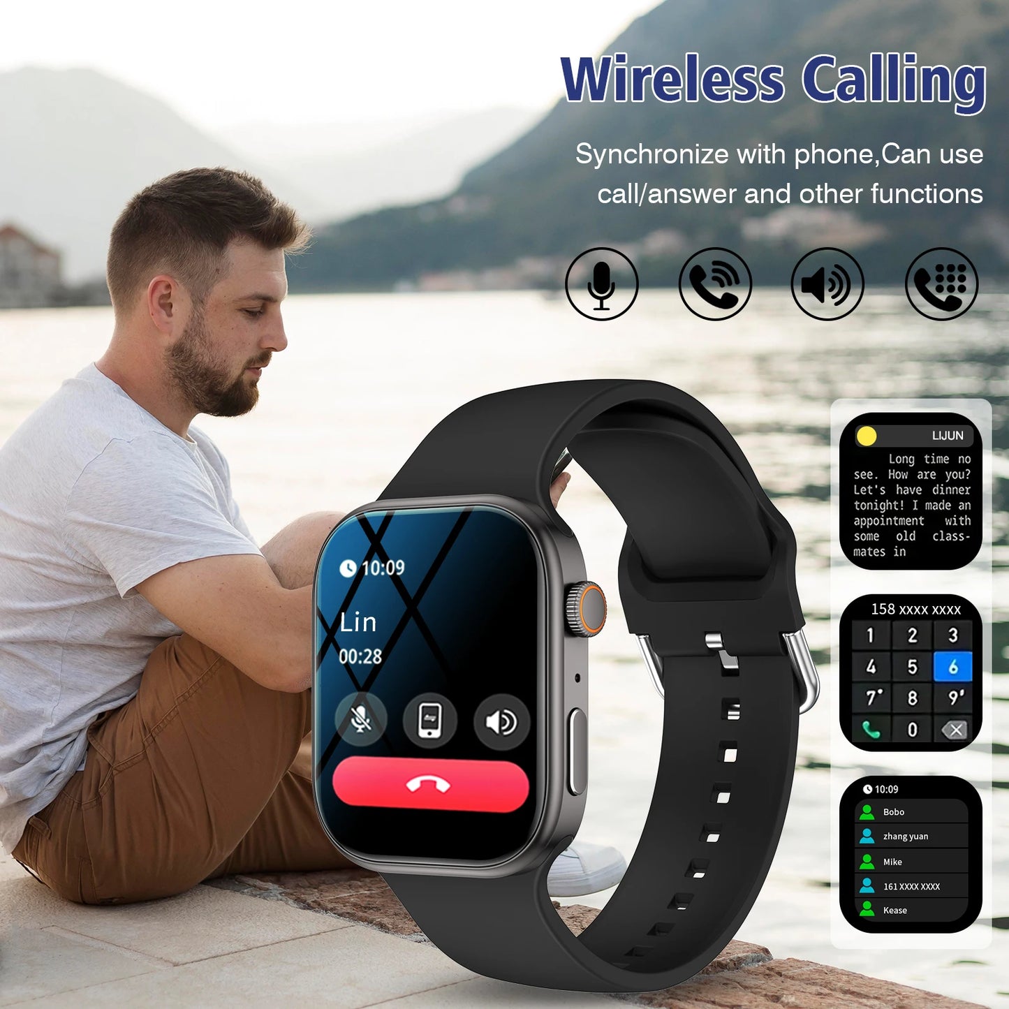 Odelet Smartwatch Bluetooth Call And Message Display Fitness Tracker