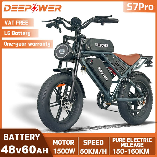 DEEPOWER S7Pro Off-Road Electric Bike 1500W 48V 60Ah Battery