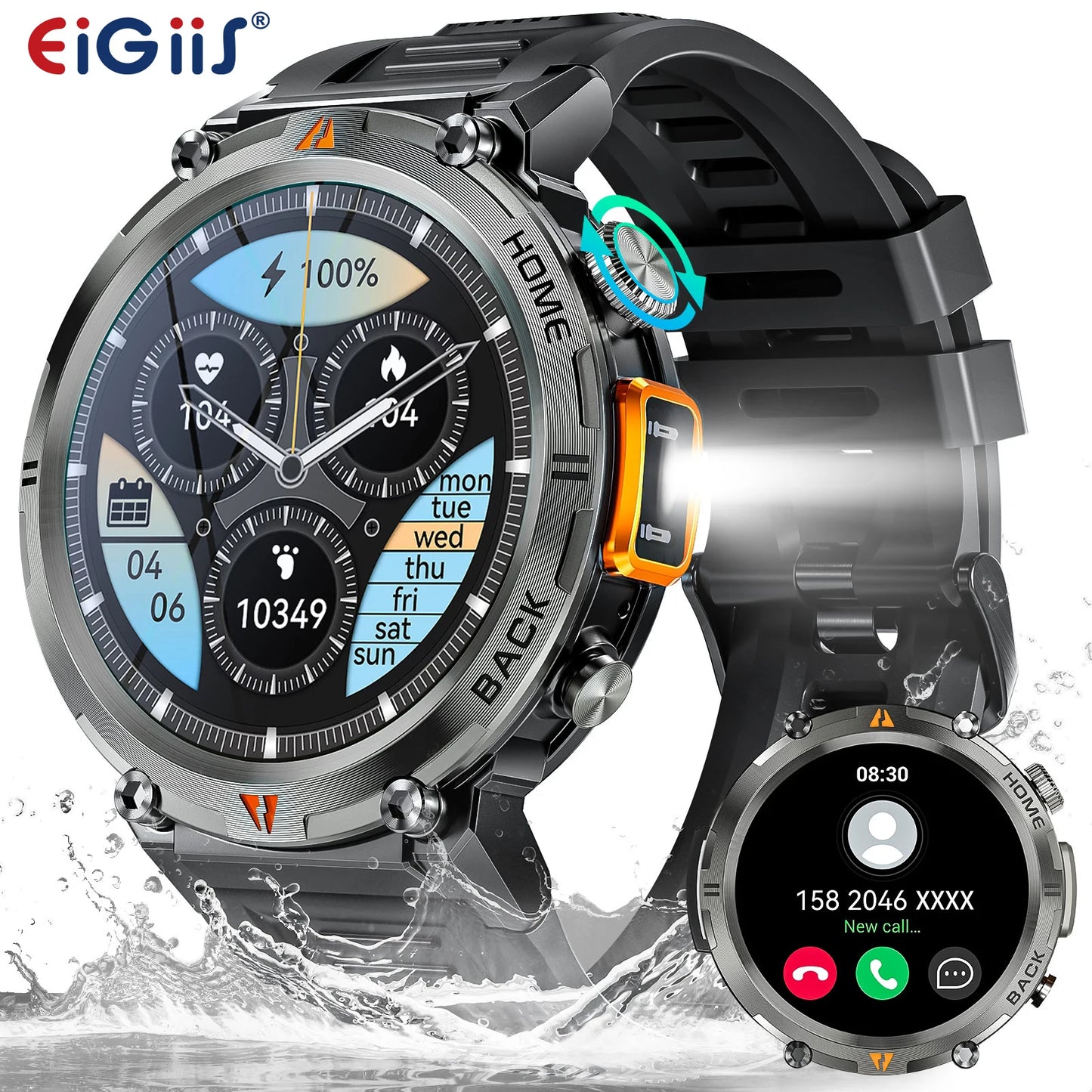 EIGIIS KE3 Smartwatch For Men Bluetooth Call Full Touch Screen Health Monitor