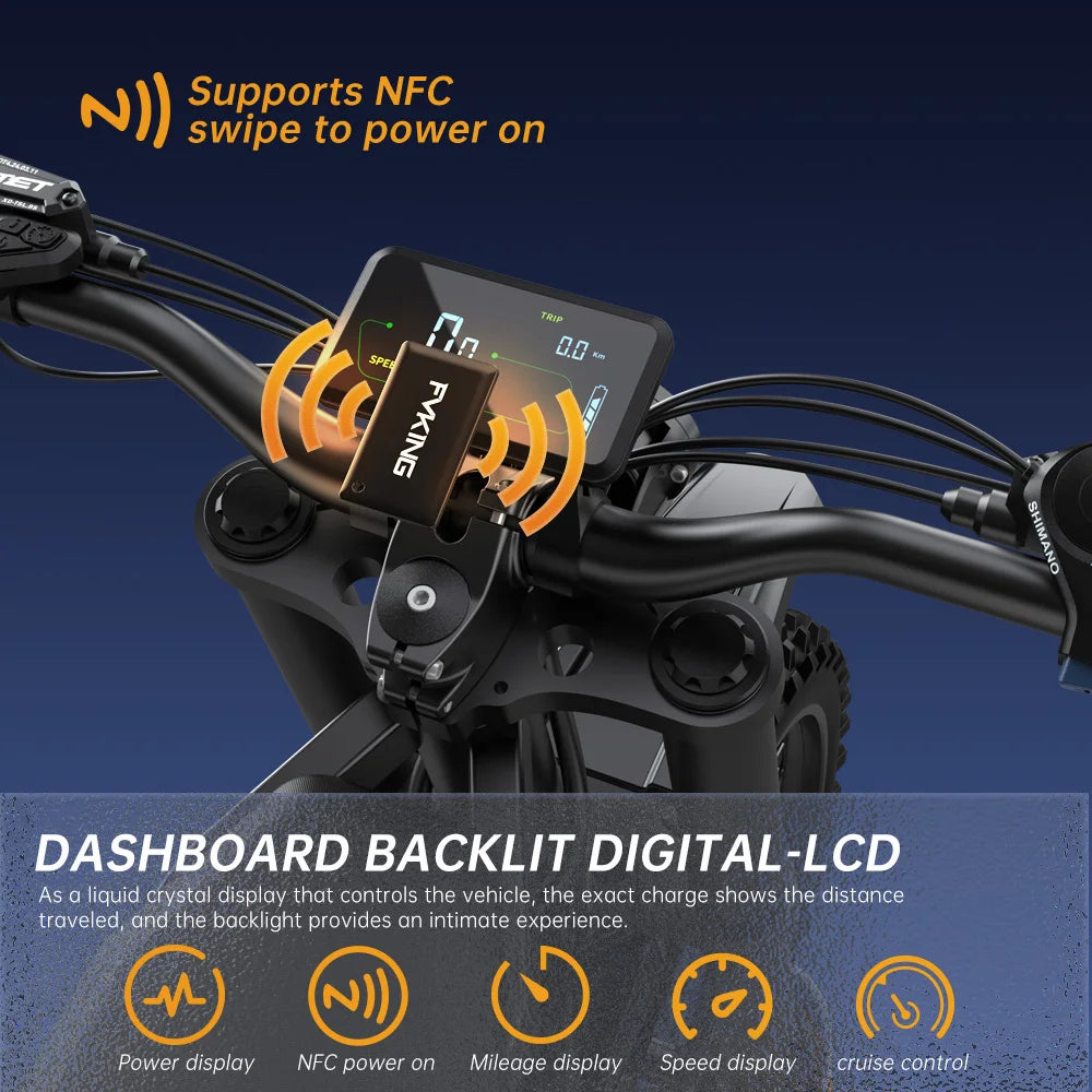 Electric Mountain E-Bike Dual Battery 2900W Peak 52V