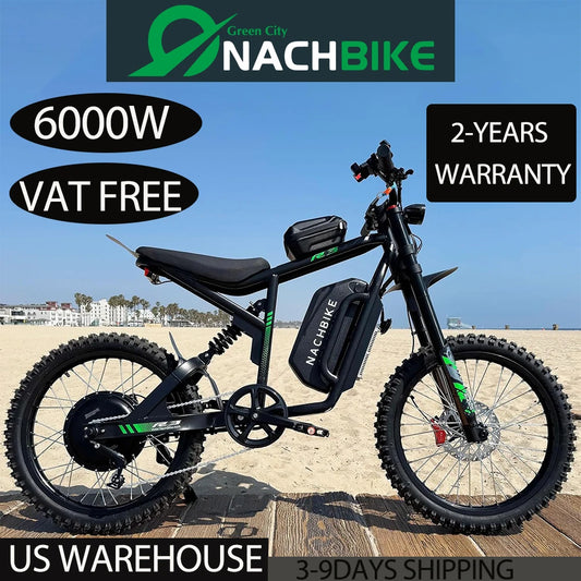 Electric Dirt Bike 6000W 60V 25Ah Dual Hydraulic Brakes Full Suspension