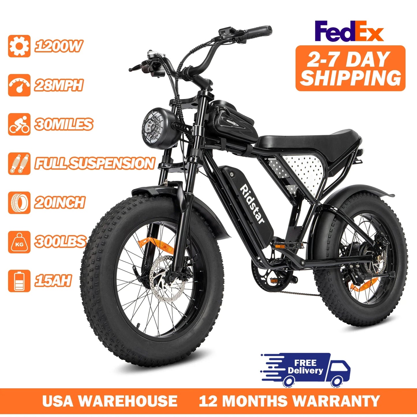 Ridstar Q20 Lite Fat Tire Electric Bike for Adults