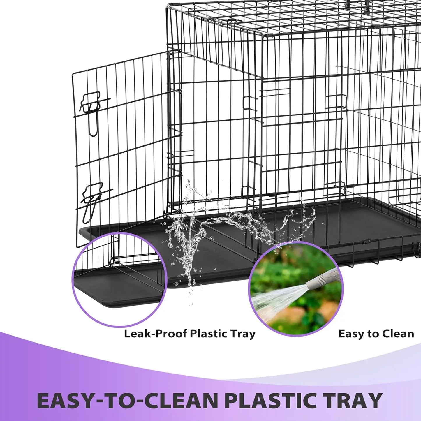 BestPet Dog Crate Foldable Metal Kennel With Dual Doors