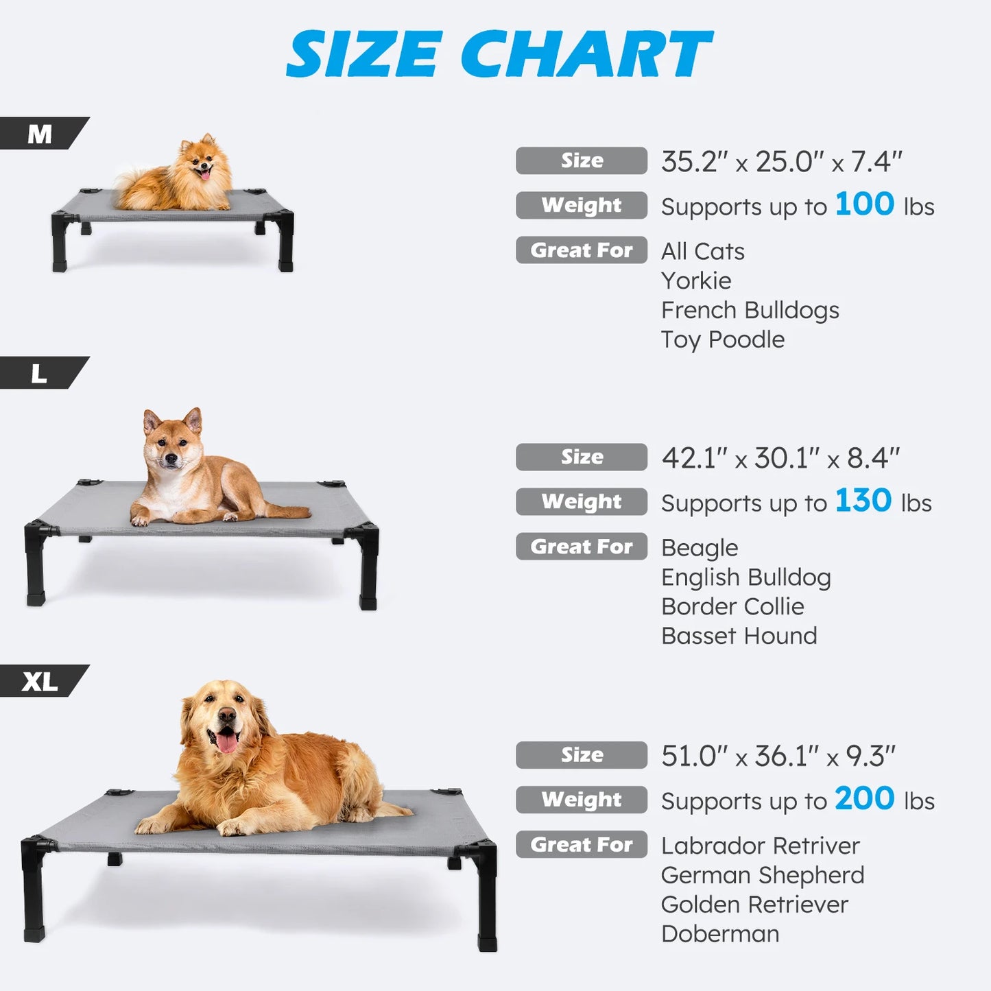 NONECN Elevated Dog Bed With Cooling Mesh And Metal Frame