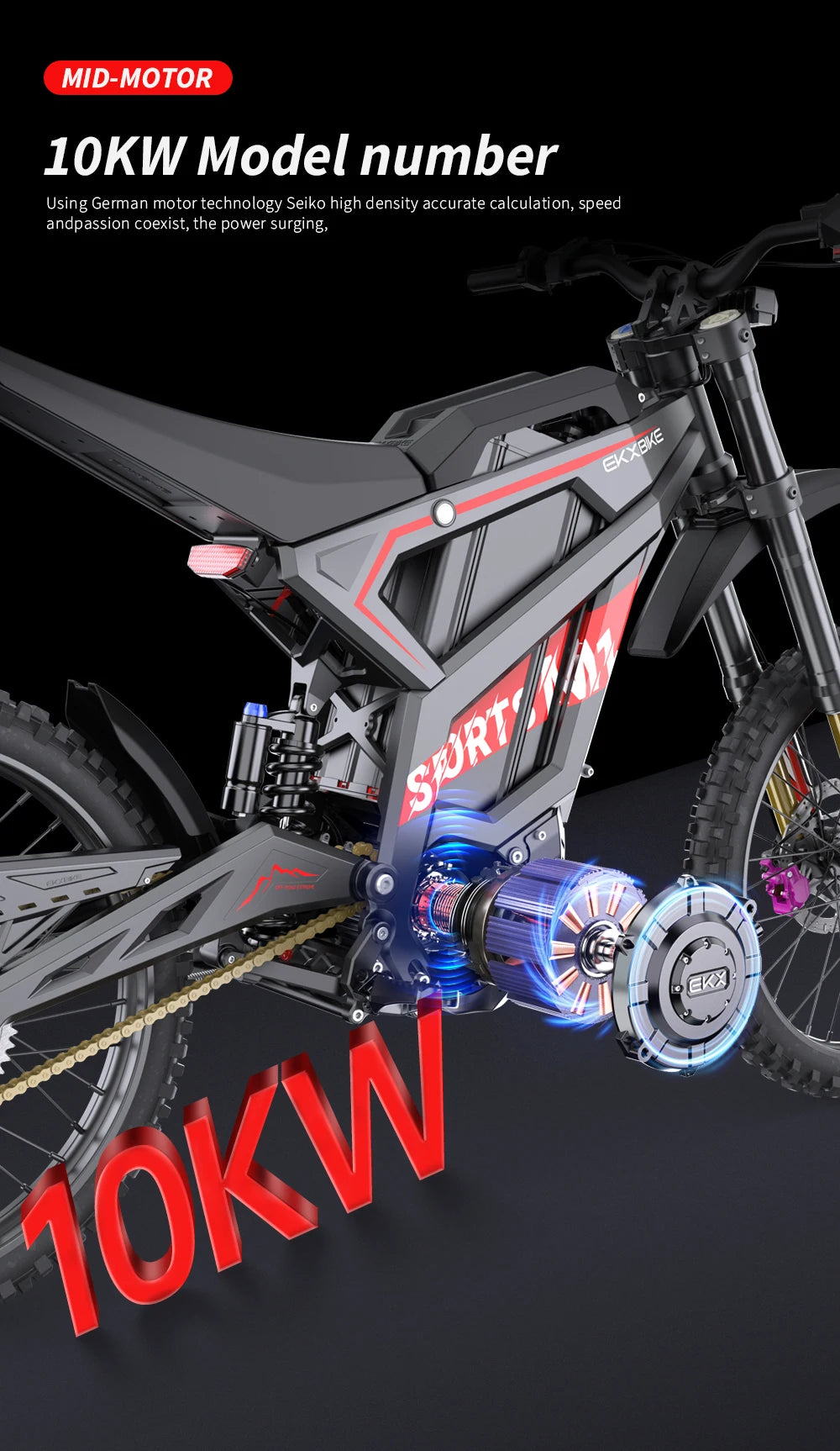 EKX M1 16800W Peak Electric Dirt Bike 72V 85 Miles