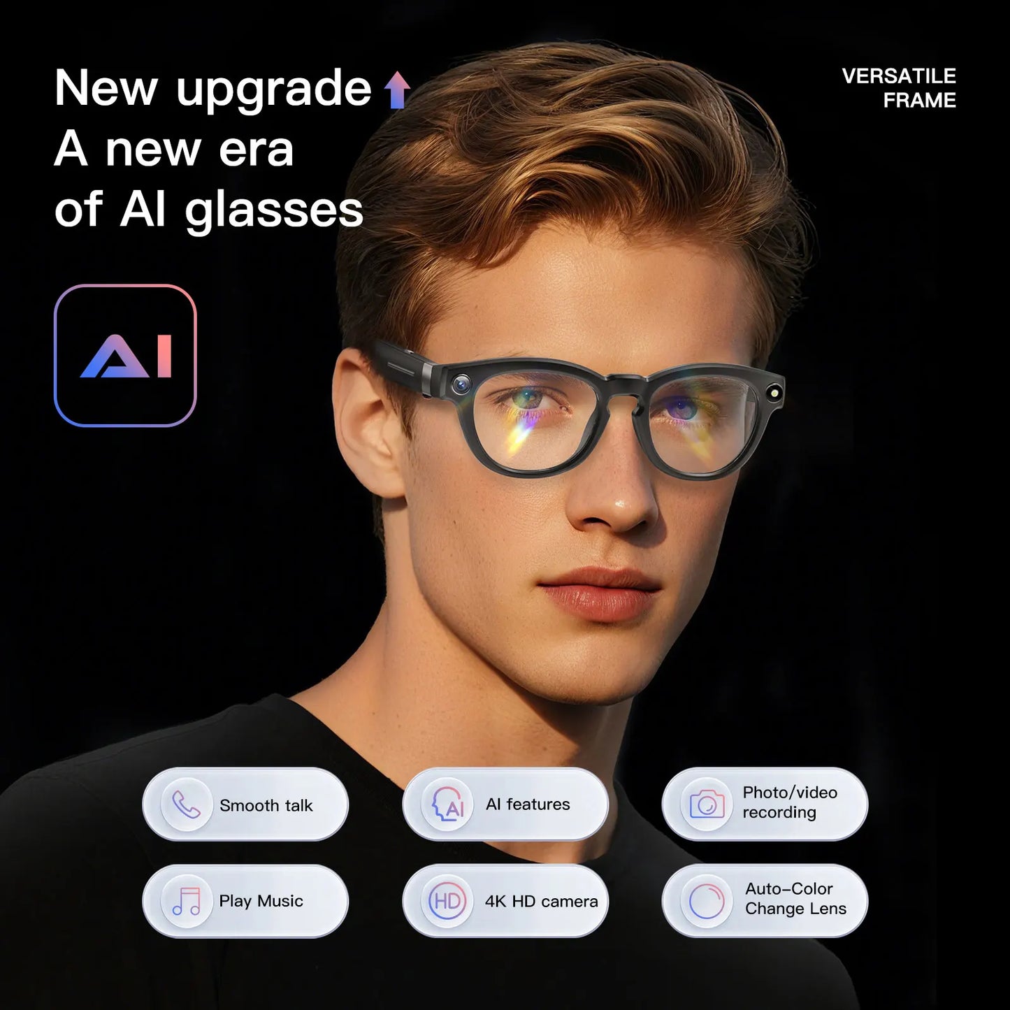 EIGIIS AI Smart Glasses Bluetooth Call AI Translation Noise Reduction