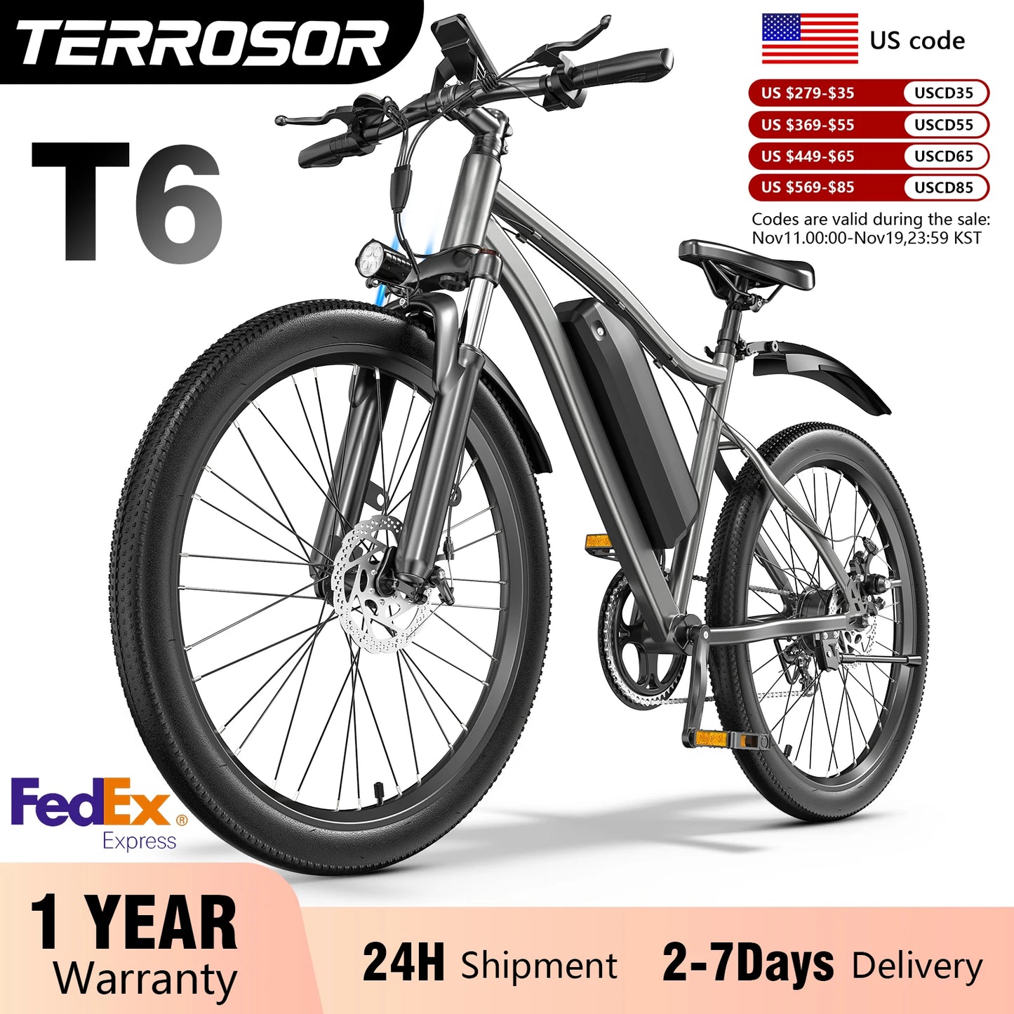 Terrosor Electric Fat Tire Ebike 350W Peak Mountain Bike