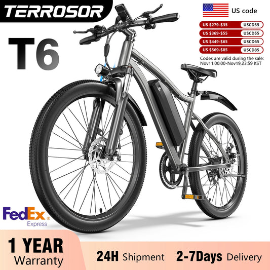 Terrosor Electric Fat Tire Ebike 350W Peak Mountain Bike