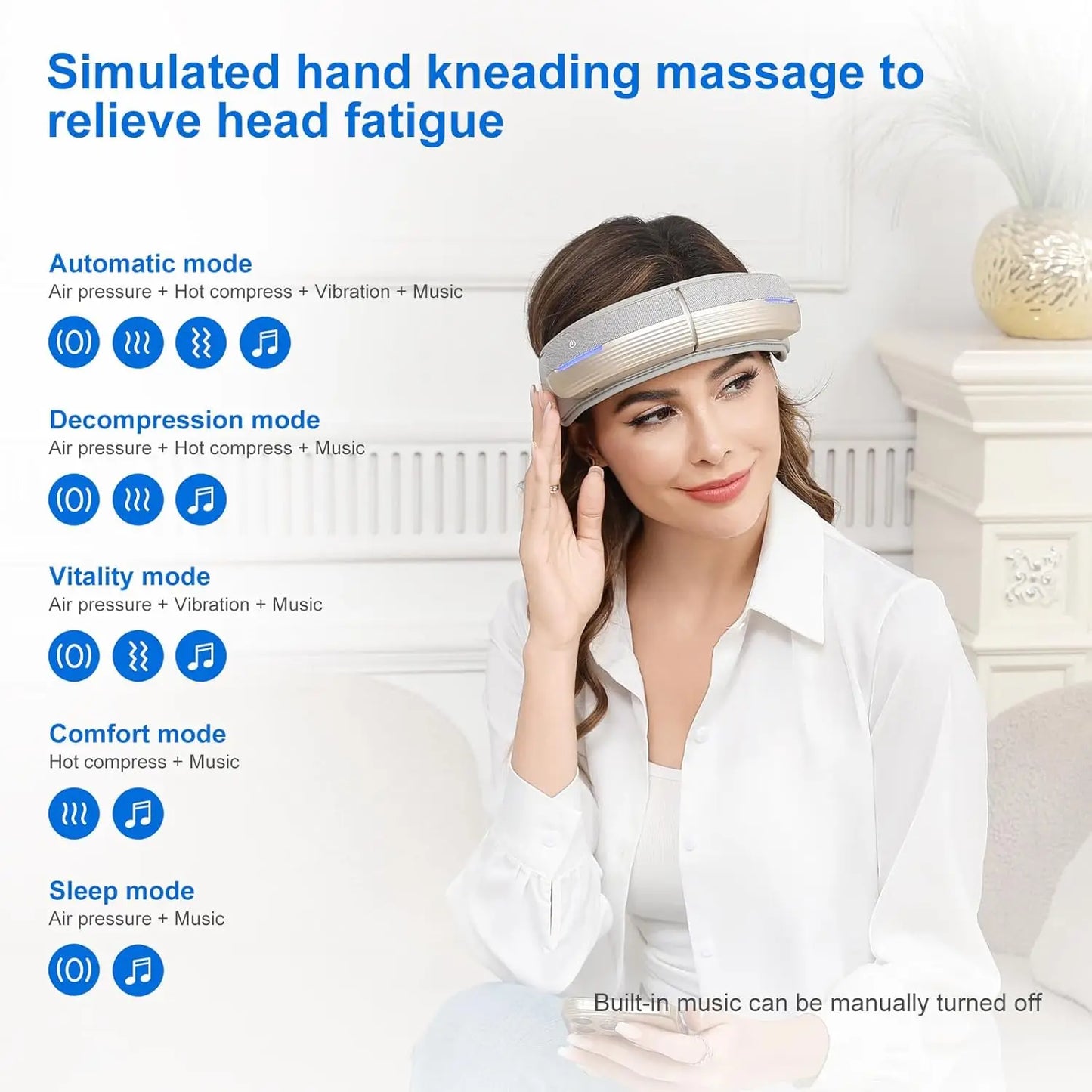 Homemassa Portable Electric Head Massager With 5 Modes Heat Bluetooth