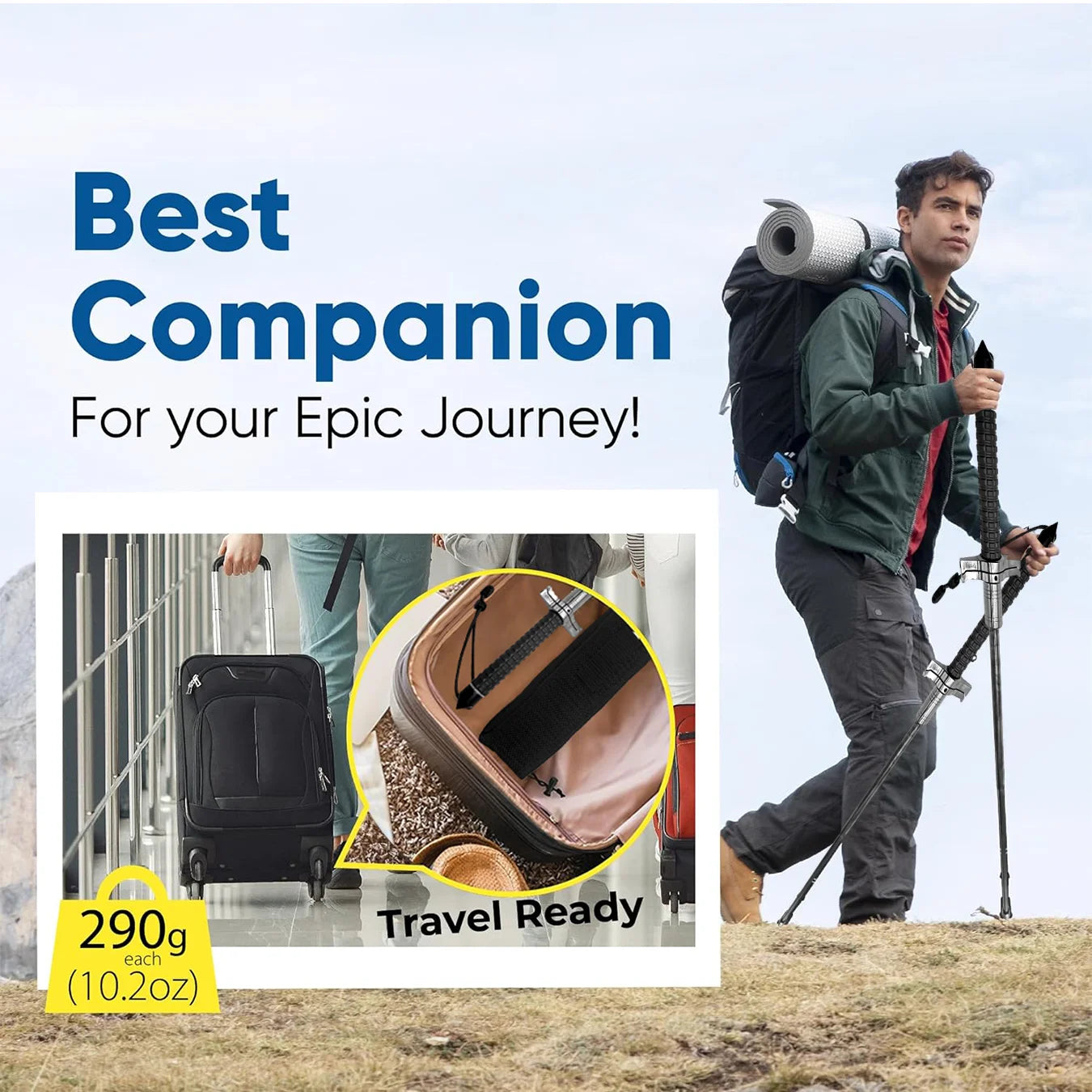 NONECN Telescopic Stainless Steel Walking Stick With Anti Slip