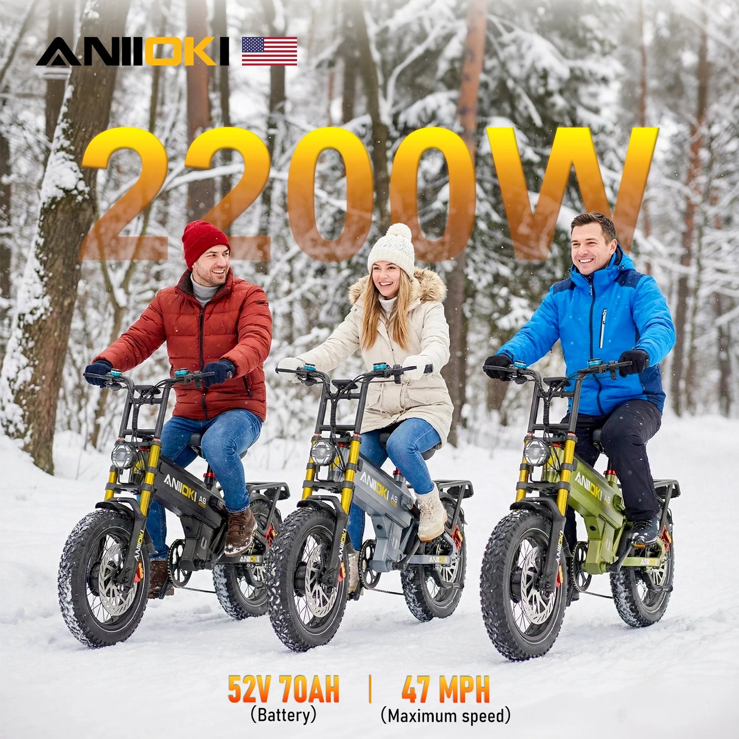 2700W Dual Peak AWD Electric Bike With 52V 70Ah Battery