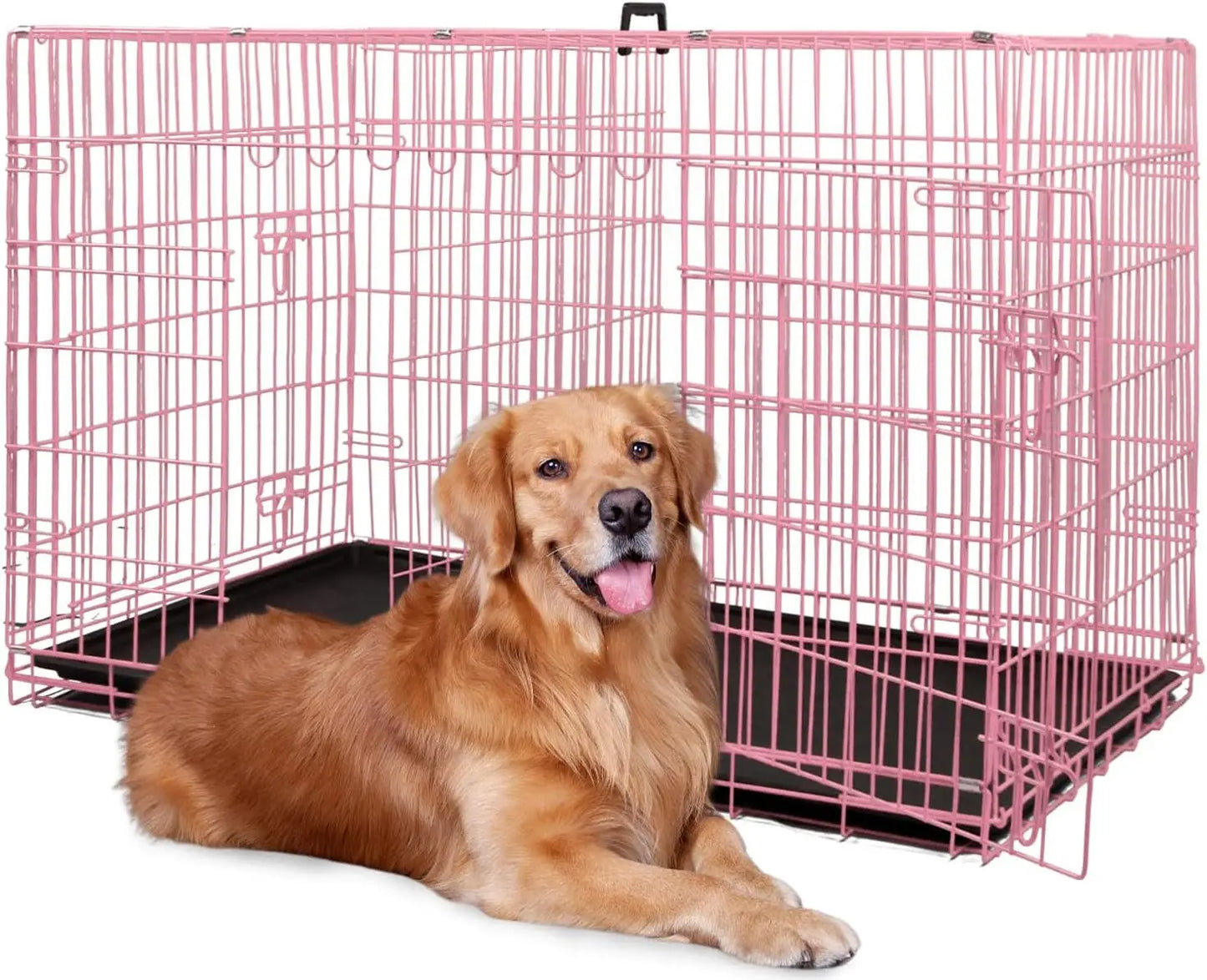 BestPet Dog Crate Foldable Metal Kennel With Dual Doors