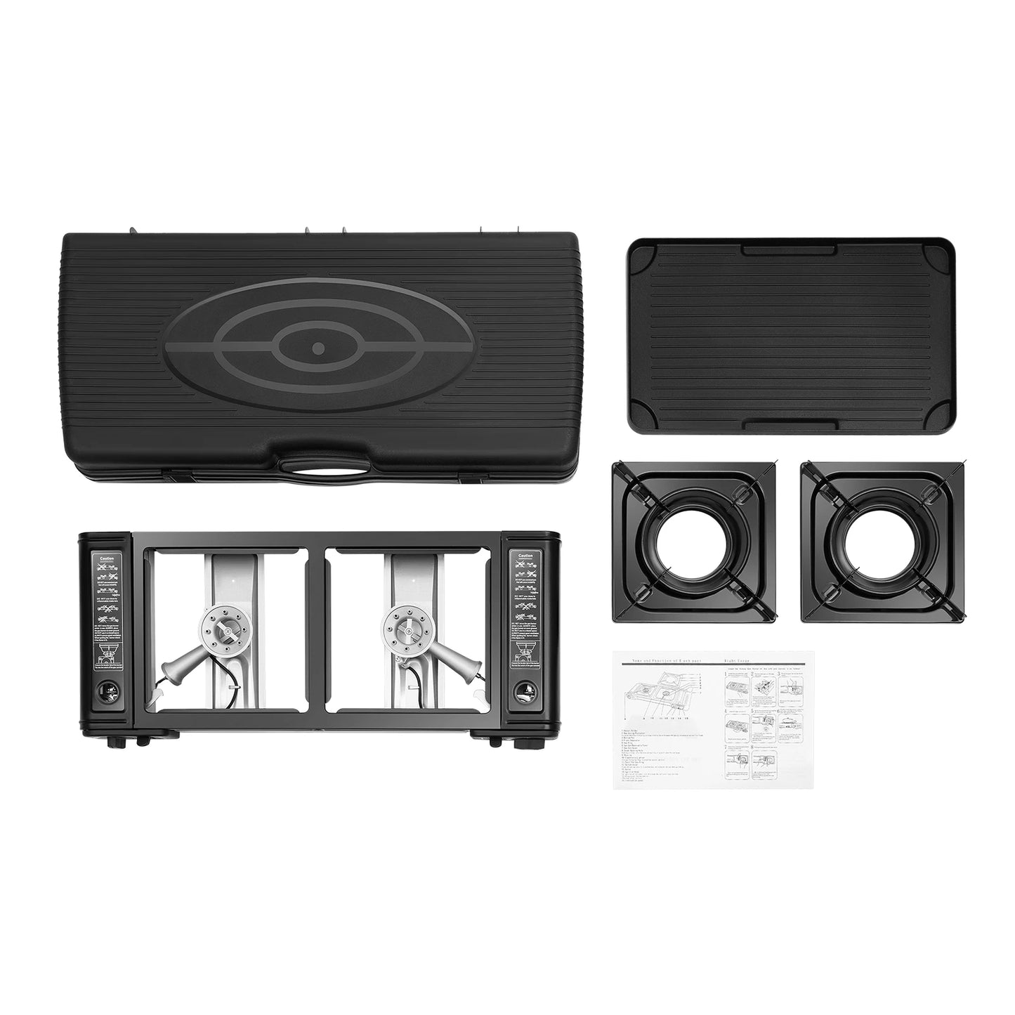 NONED 2 Burner Portable Camping Stove Kit With Baking Pan