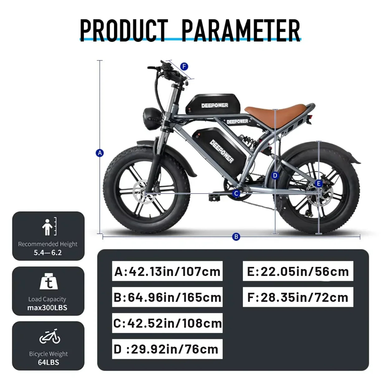 DEEPOWER S7Pro Off-Road Electric Bike 1500W 48V 60Ah Battery