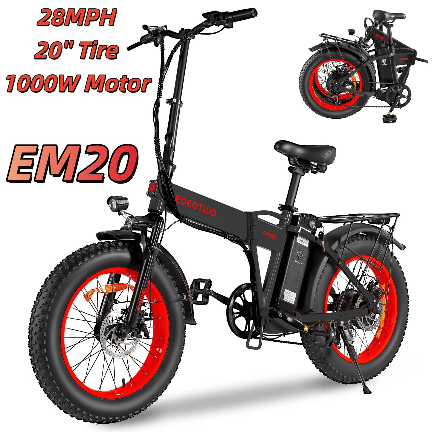 EOEOTWO E01 Electric Bike Mountain Fat Tire 1500W 34MPH UL2849