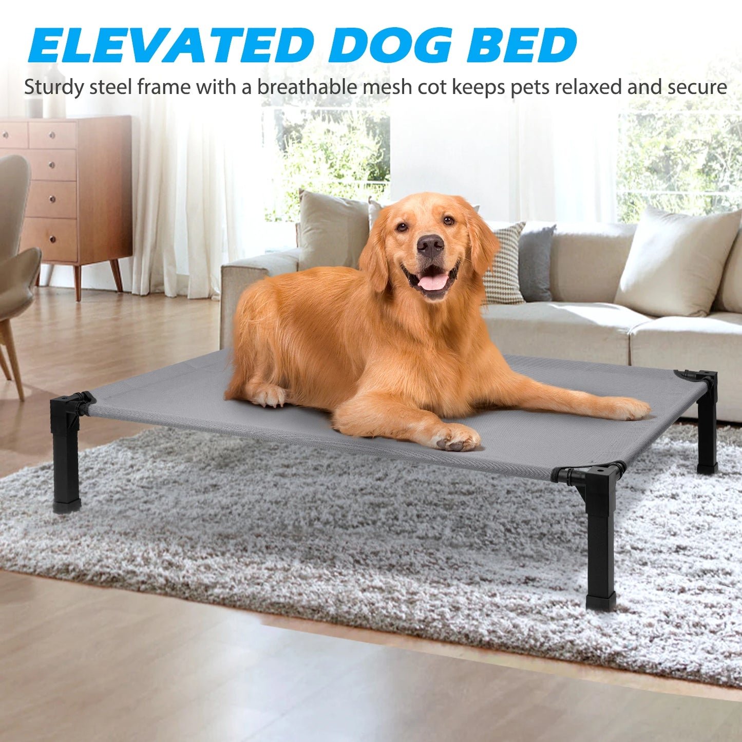 NONECN Elevated Dog Bed With Cooling Mesh And Metal Frame