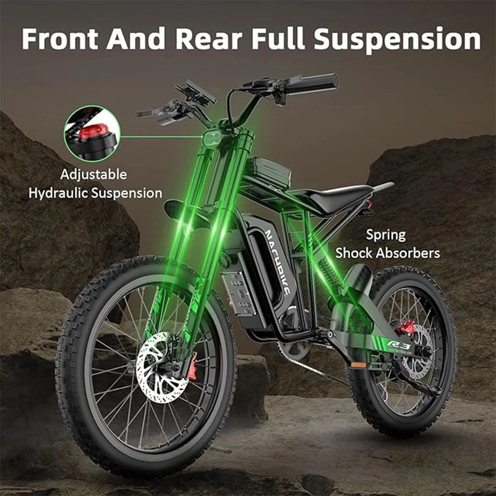 Electric Dirt Bike 6000W 60V 25Ah Dual Hydraulic Brakes Full Suspension