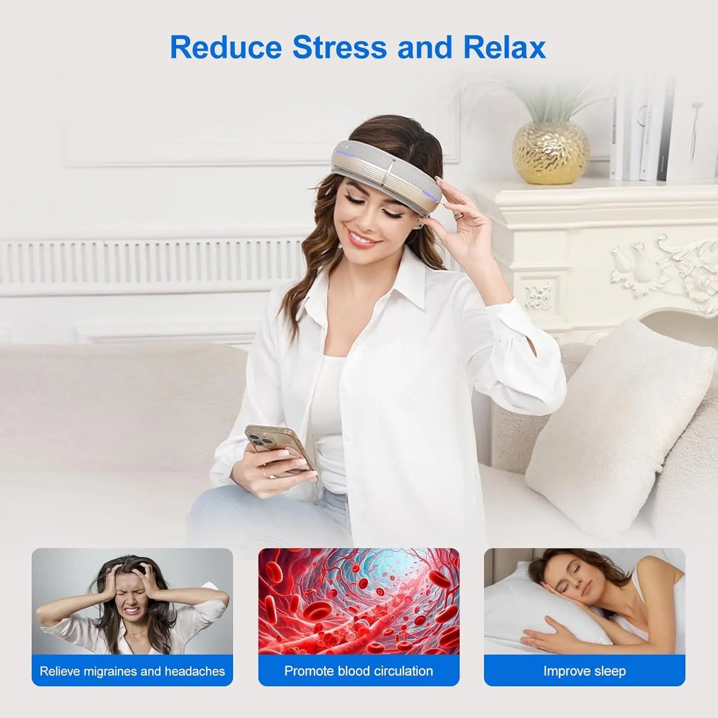 Homemassa Portable Electric Head Massager With 5 Modes Heat Bluetooth