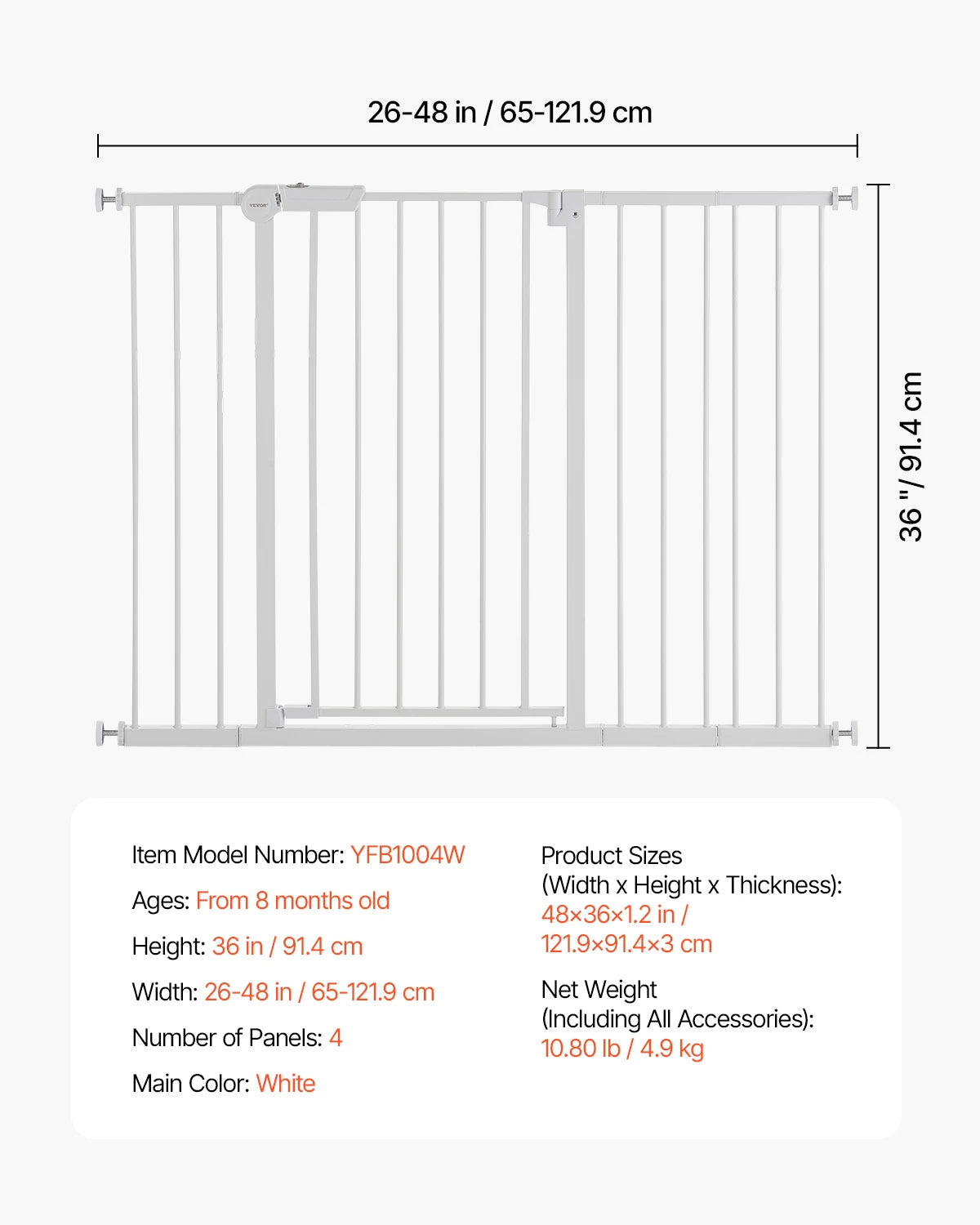 SucceBuy Baby Gate Pressure Mount Walk Through Child Pet Safety