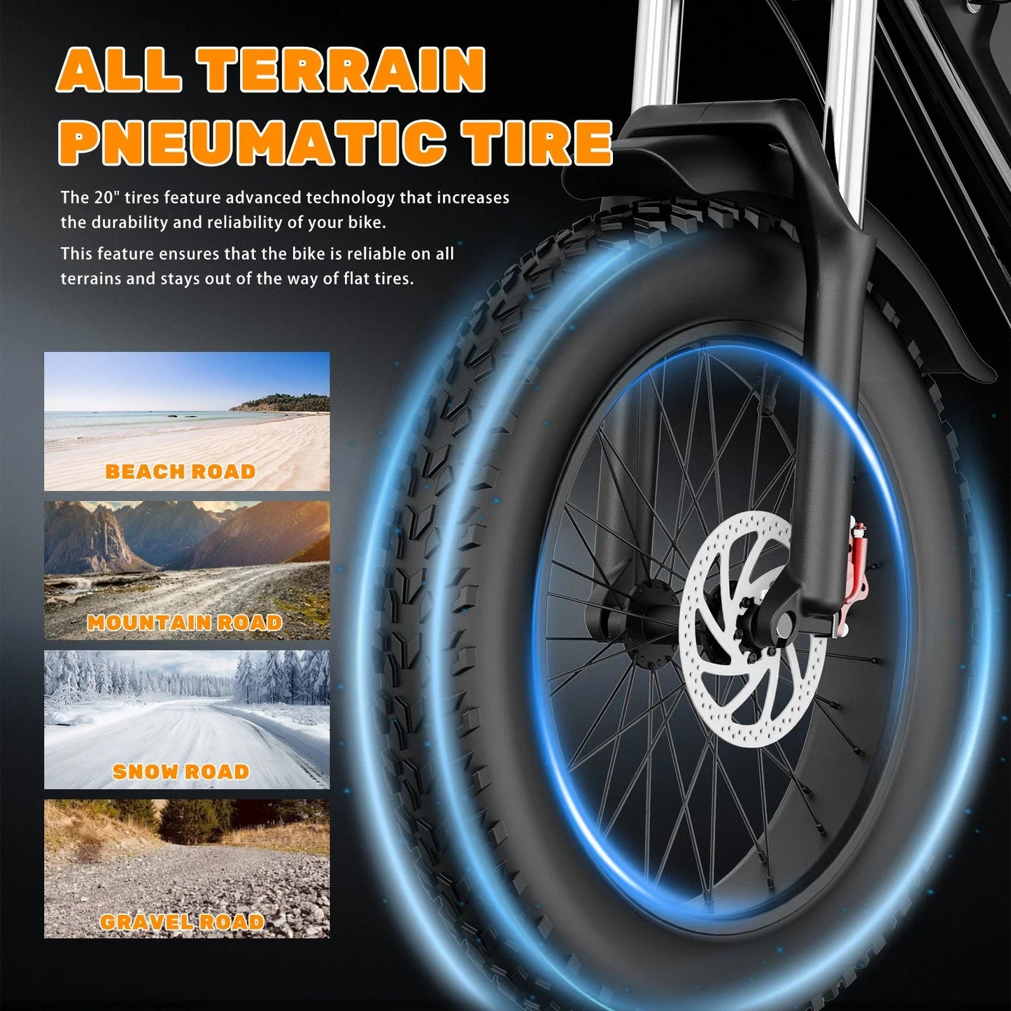 YVY 1500W Electric Fat Tire Mountain City Bike Removable Battery