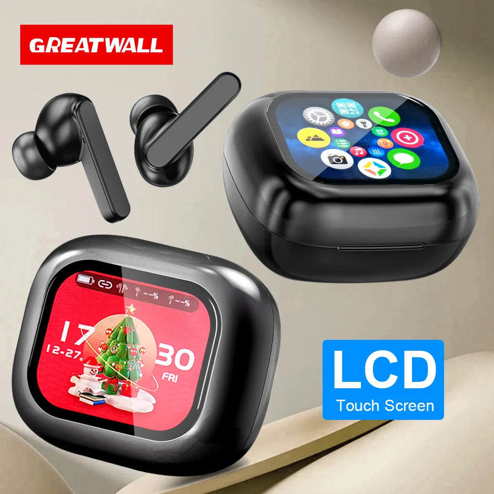 GREATWALL TWS Wireless Bluetooth Earphones With LCD Touch Screen