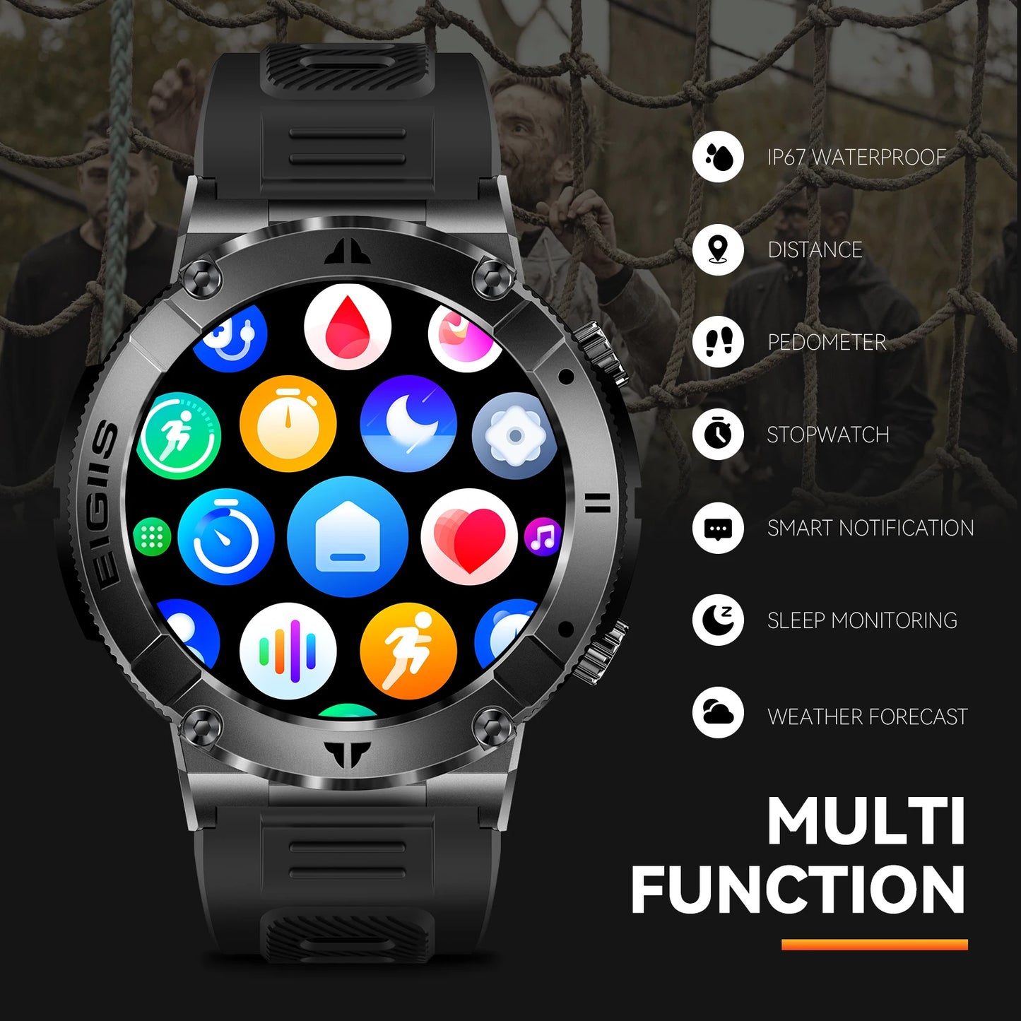 LaNikar Smart Watch Men TFT Display Bluetooth Blood Pressure Monitor