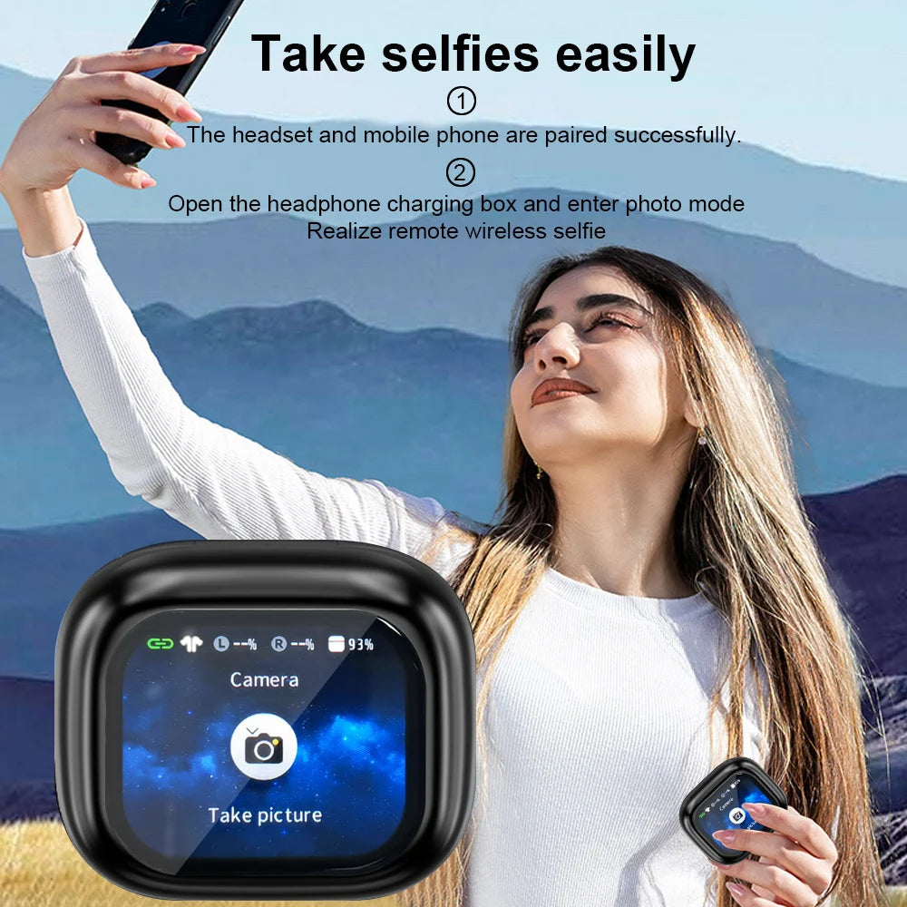 GREATWALL TWS Wireless Bluetooth Earphones With LCD Touch Screen