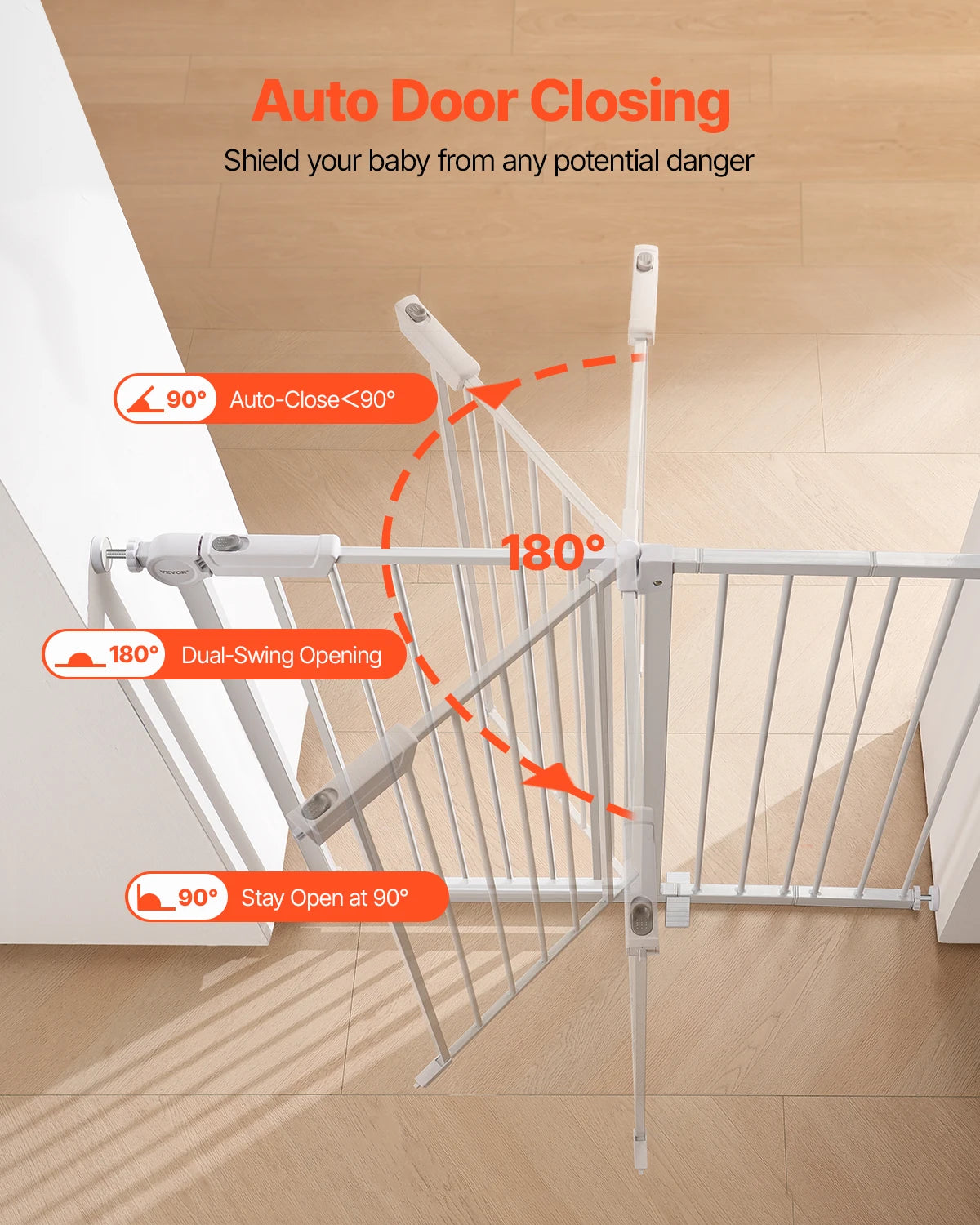 SucceBuy Baby Gate Pressure Mount Walk Through Child Pet Safety