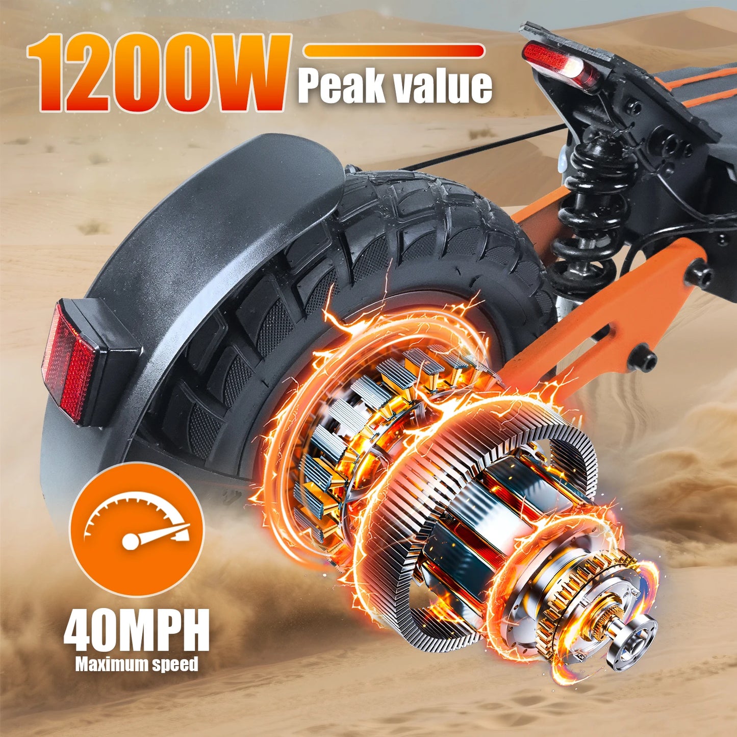 Electric Folding Scooter With 1200W Motor And 40 MPH Range
