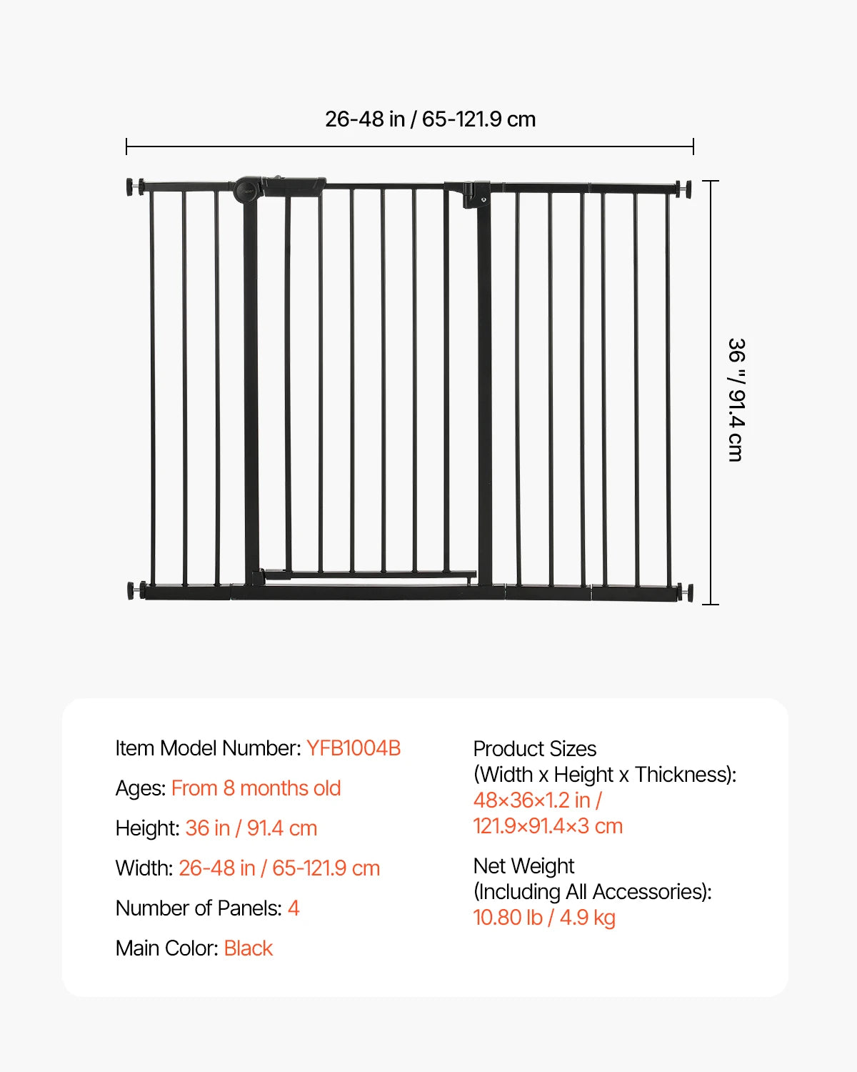 SucceBuy Baby Gate Pressure Mount Walk Through Child Pet Safety