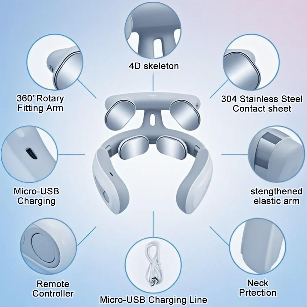 Four Head USB Neck Massager With Heating And Breathing Light