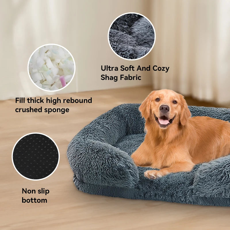 NONECN Thickened Orthopedic Dog Bed for Large Dogs Plush Cover